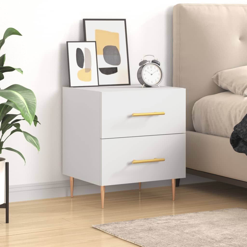 Bedside Table - ROGERS Sam Nightstand White 40cm - Unbeatable Bargains