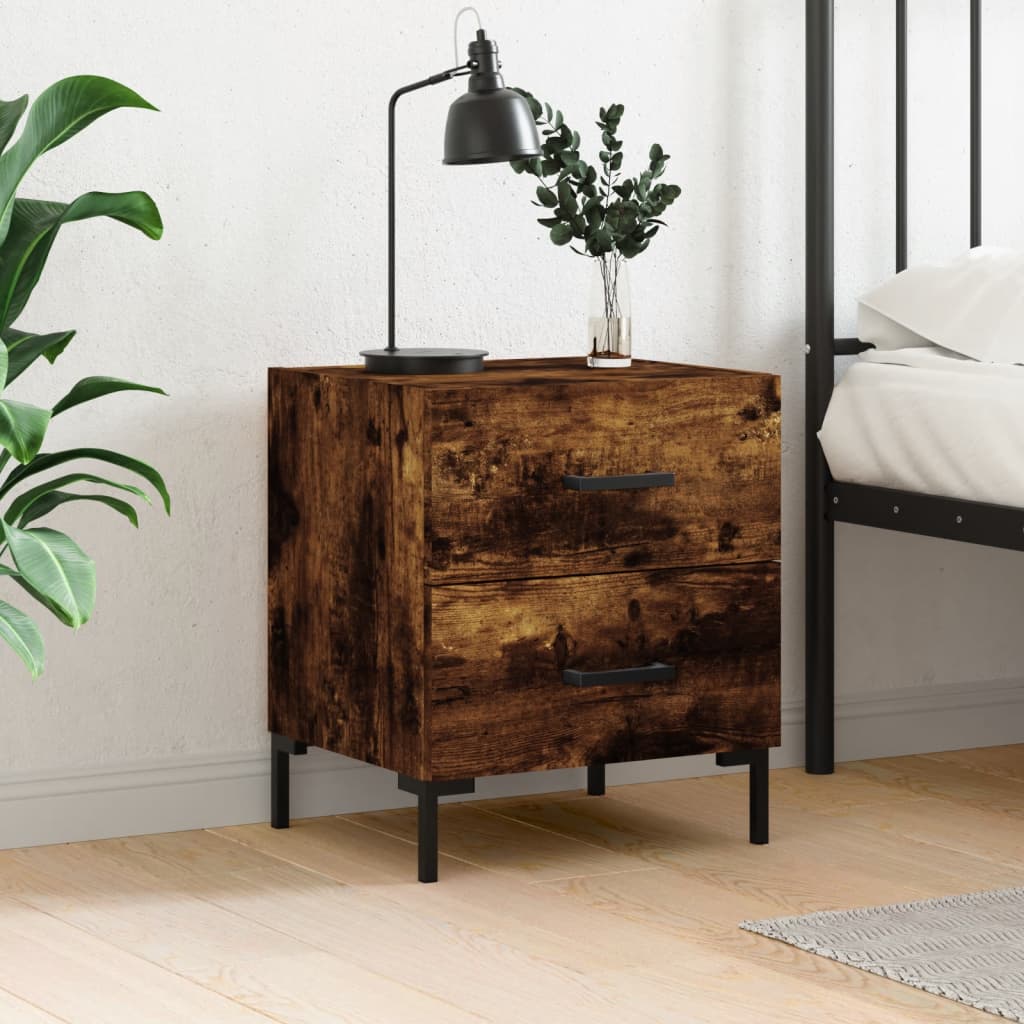 Bedside Cabinet Smoked Oak 40x35x47.5 cm Engineered Wood - Tyrell & Tyrell