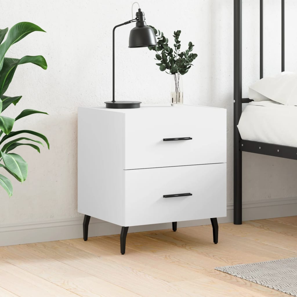 Bedside Cabinet White 40x35x47.5 cm Engineered Wood - Charlotte Dunes