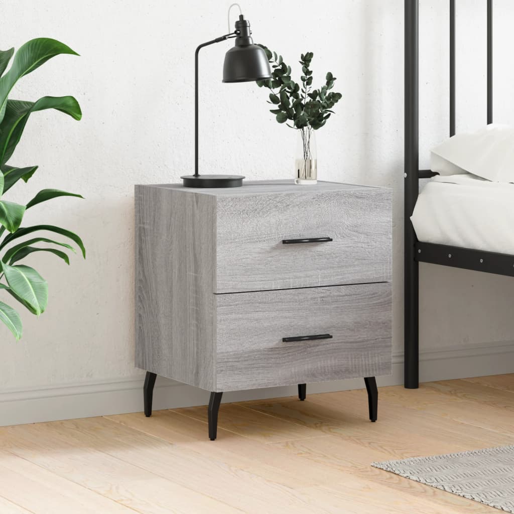 Bedside Cabinet Grey Sonoma 40x35x47.5 cm Engineered Wood - Charlotte Dunes