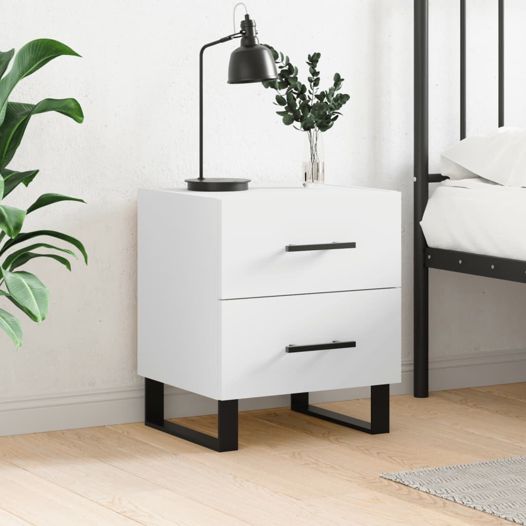 Bedside Cabinet White 40x35x47.5 cm Engineered Wood - Charlotte Dunes