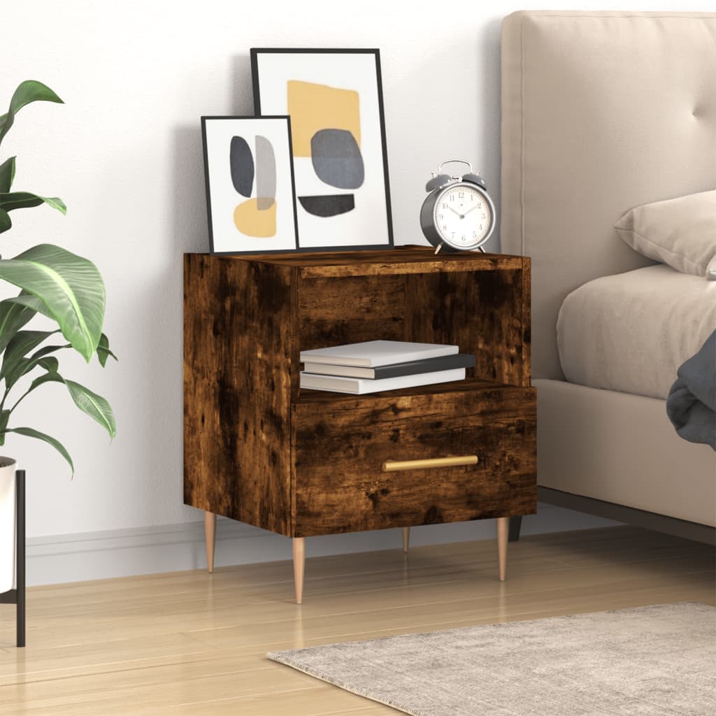 Bedside Table - ROGERS Dan Nightstand Smoked Oak 40cm - Sid & Sam
