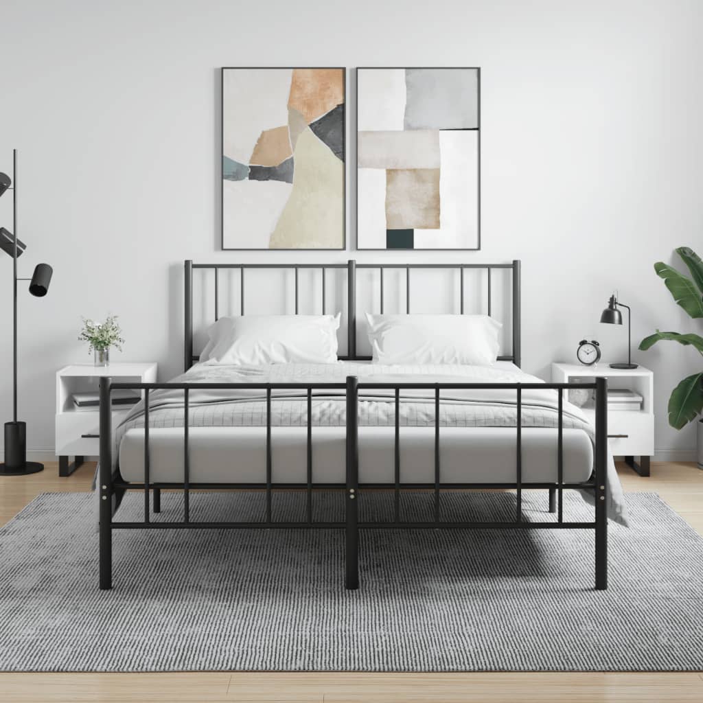 Bedside Table - ROGERS Cam 2 Piece Nightstand High Gloss White 40cm - Sid & Sam