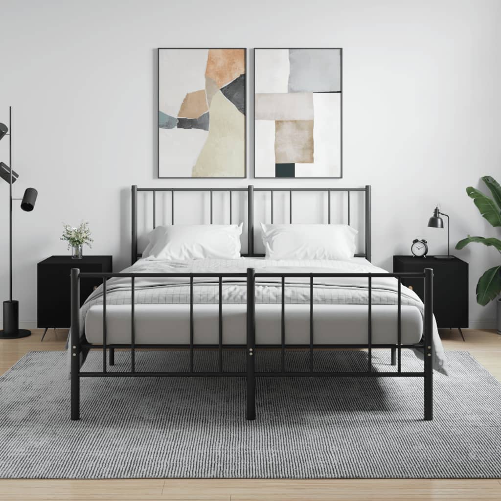 Bedside Table - MANNING Abe 2 Piece Nightstand Black 40cm - Style and Chic