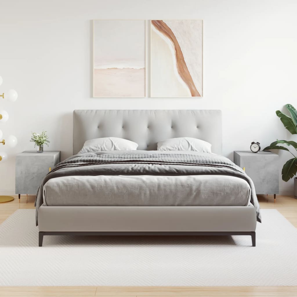 Bedside Table - MANNING Dex 2 Piece Nightstand Concrete Grey 40cm - Tyrell & Tyrell