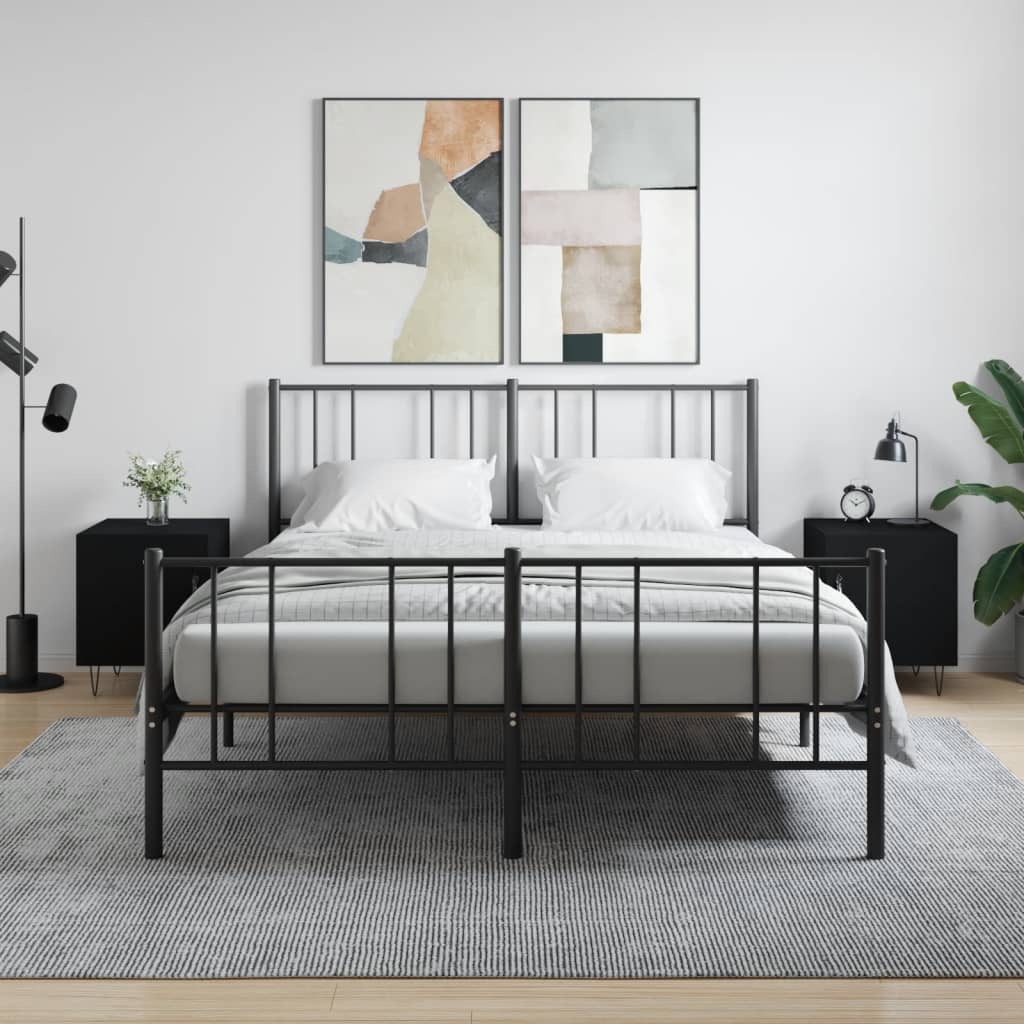 Bedside Table - MANNING Bea 2 Piece Nightstand Black 40cm - Merlin Deals