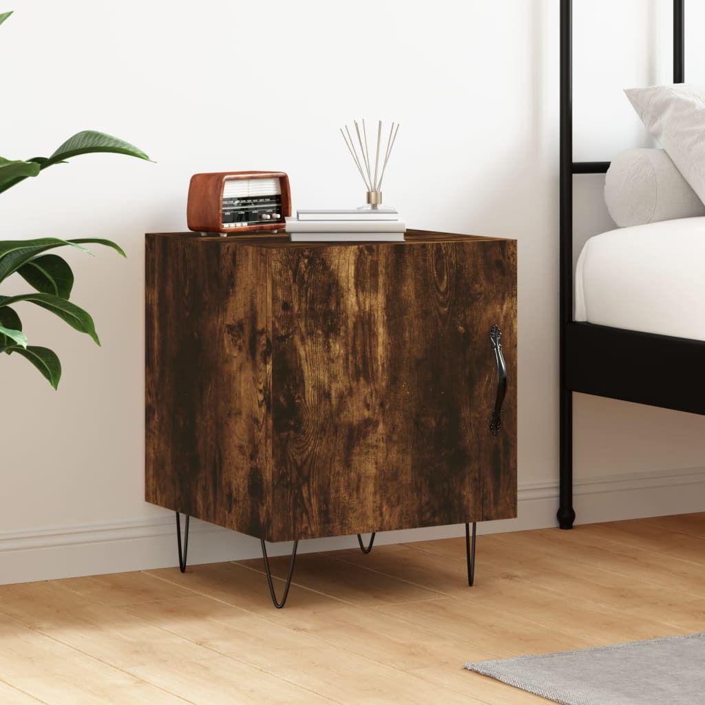 Bedside Table - MANNING Ben Nightstand Smoked Oak 40cm - Merlin Deals