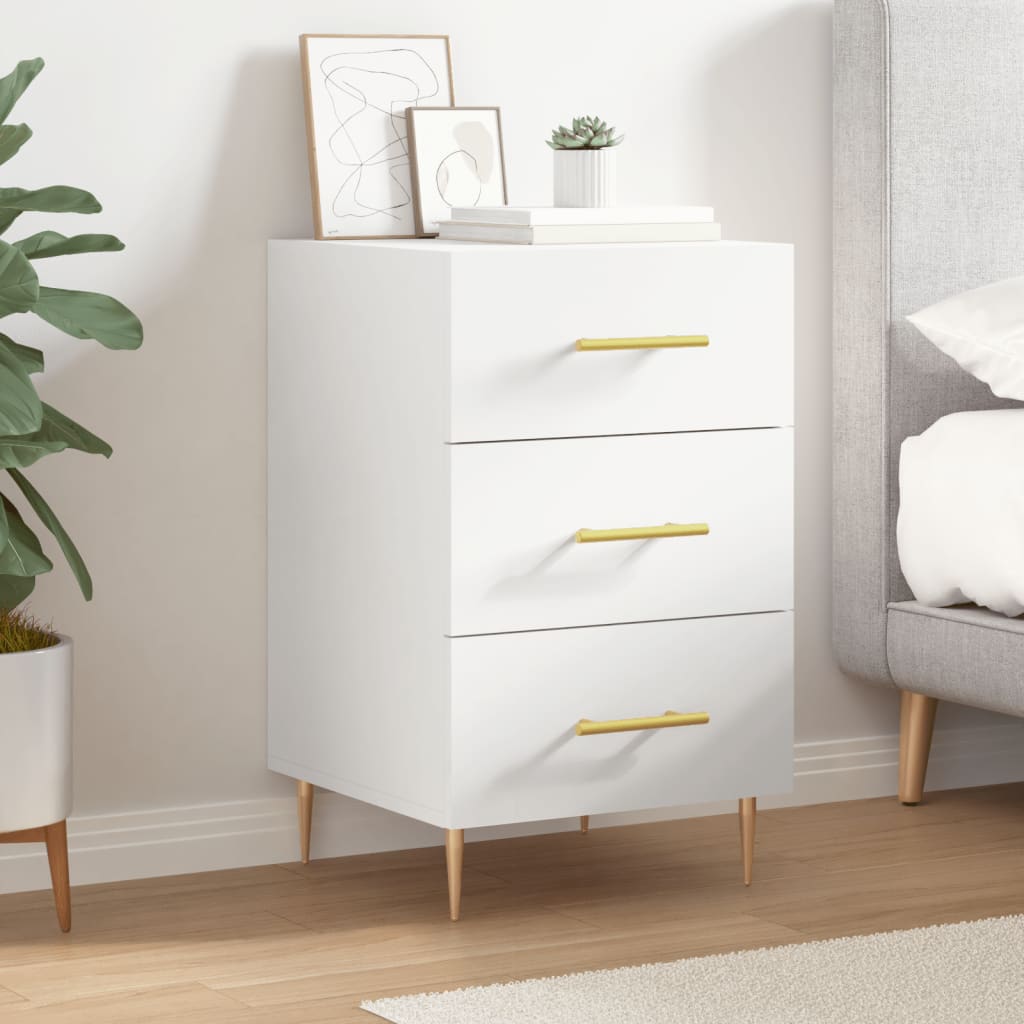Bedside Cabinet White 40x40x66 cm Engineered Wood - Design Hut