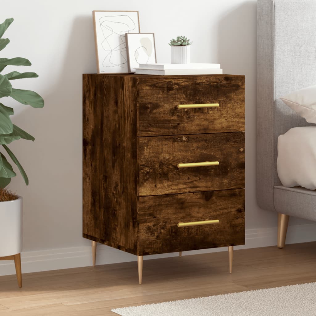 Bedside Cabinet Smoked Oak 40x40x66 cm Engineered Wood - Design Hut