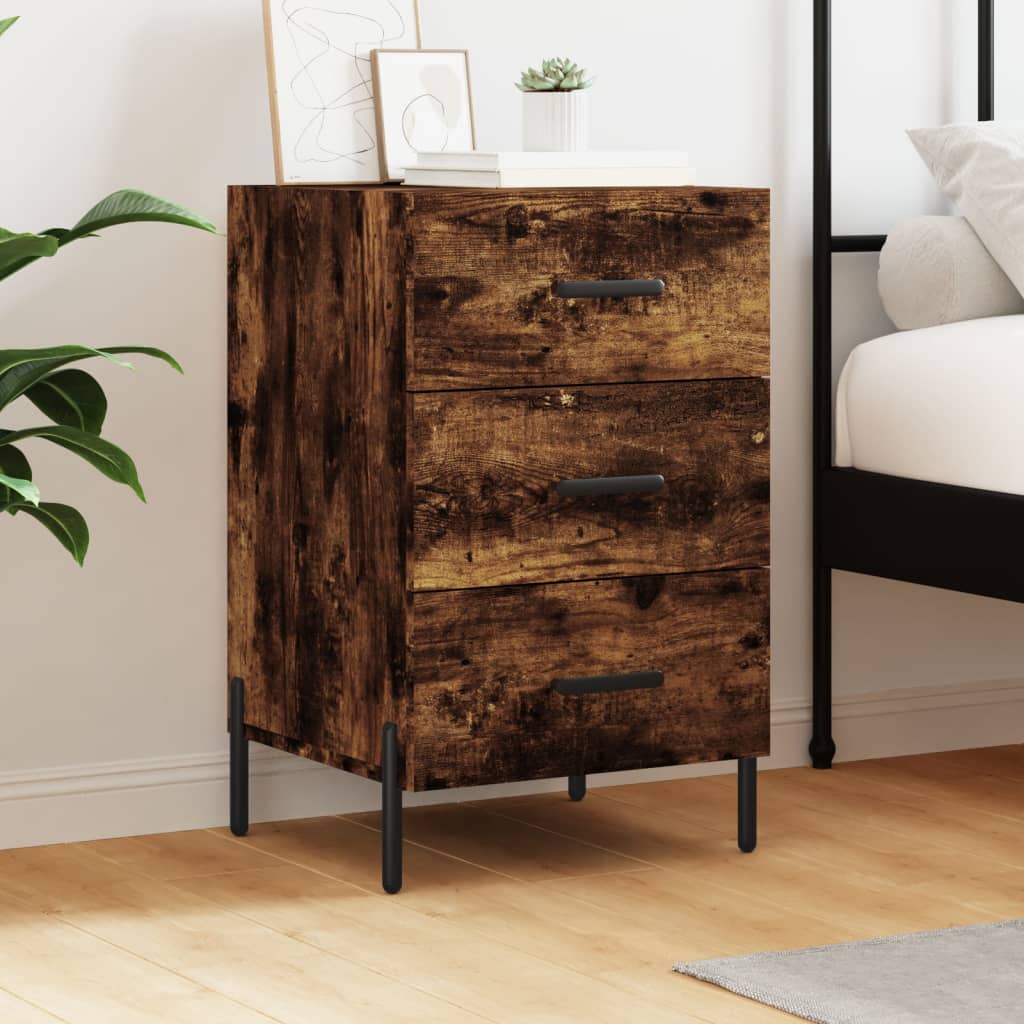 Bedside Table - LOWELL Dex Nightstand Smoked Oak 40cm - Millennium Furniture