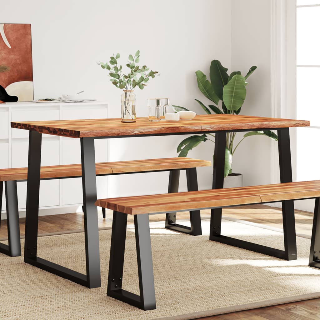 Dining Table with Live Edge 140x80x75 cm Solid Wood Acacia - Tyrell & Tyrell