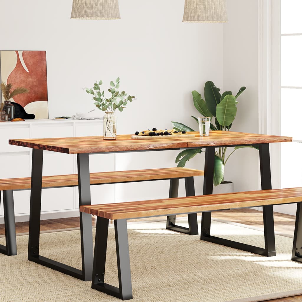 Dining Table with Live Edge 160x80x75 cm Solid Wood Acacia - Millennium Furniture