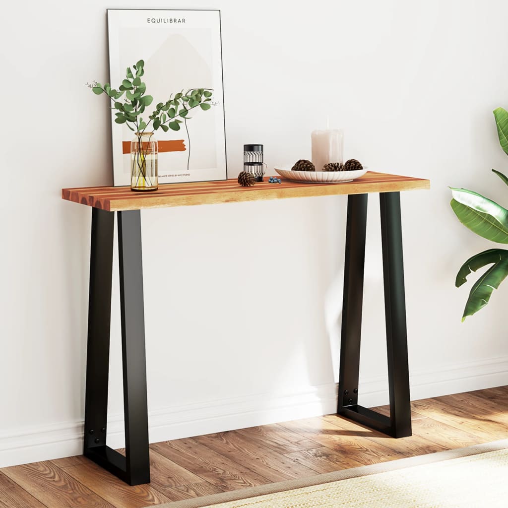 Console Table with Live Edge 110x35x80 cm Solid Wood Acacia - The Home Maker