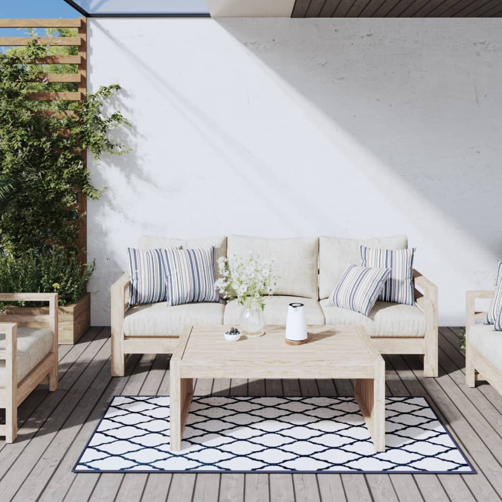 Outdoor Rug Navy and White 80x150 cm Reversible Design - Merkel Designers
