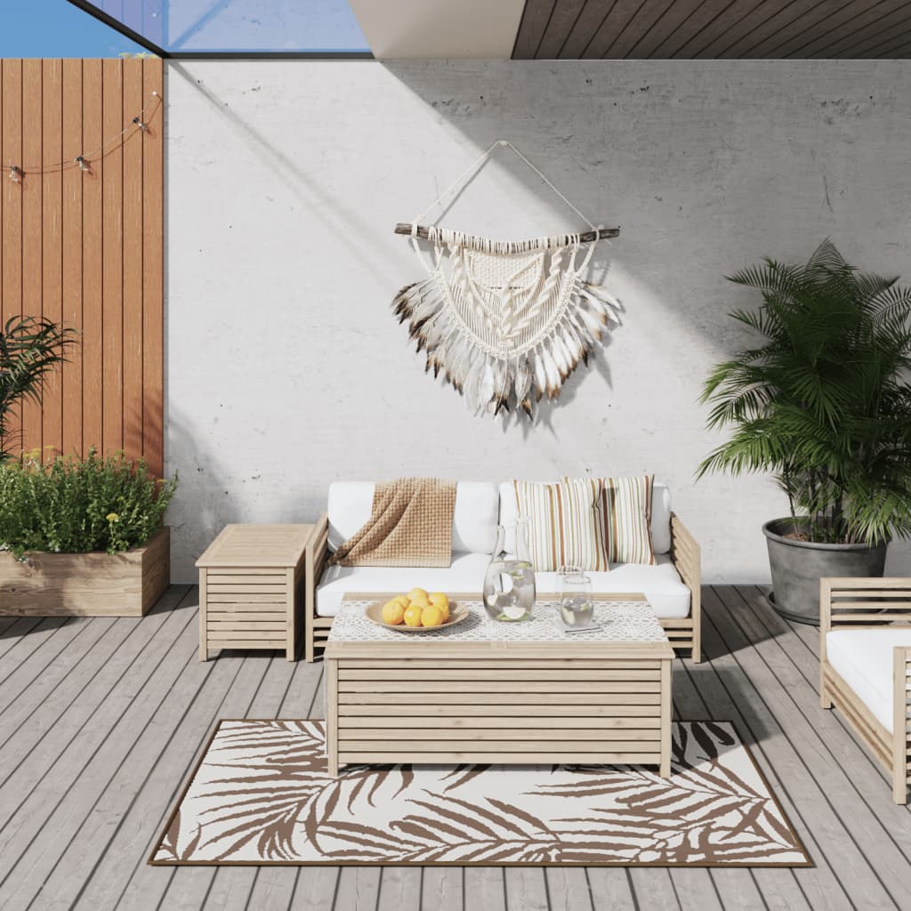 Outdoor Rug Brown and White 80x150 cm Reversible Design - Decor Base