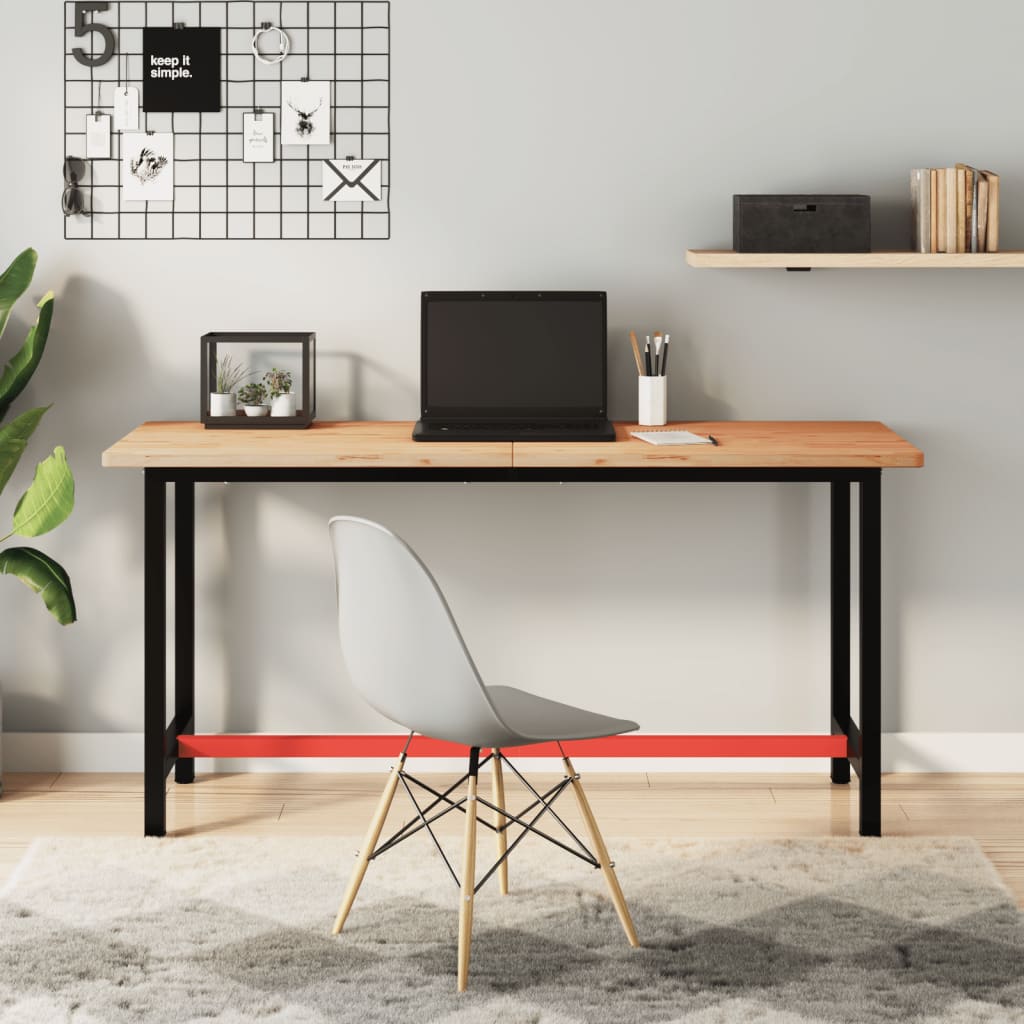 Workbench 150x55x81.5 cm Solid Wood Beech and Metal - Casper Homes