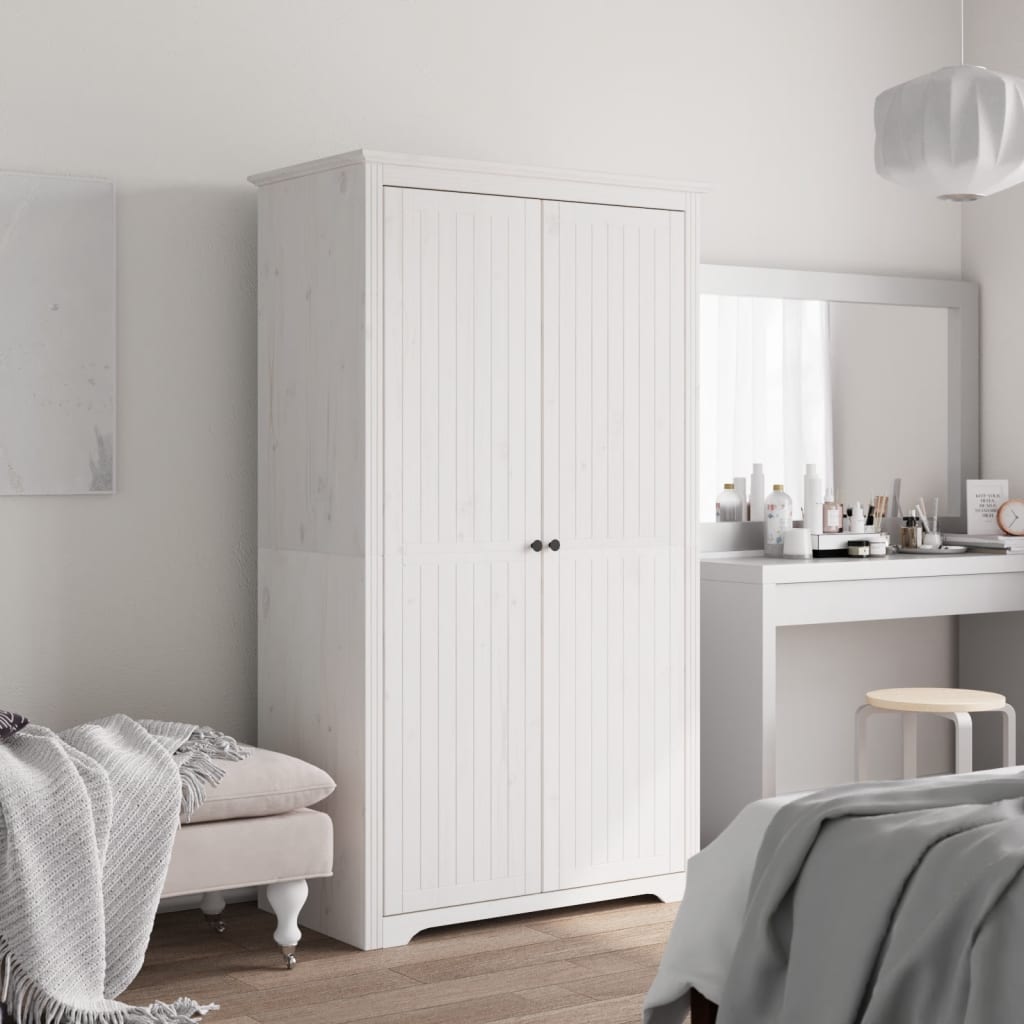 Wardrobe - BITA 2 Door Wardrobe White 99cm - Style and Chic