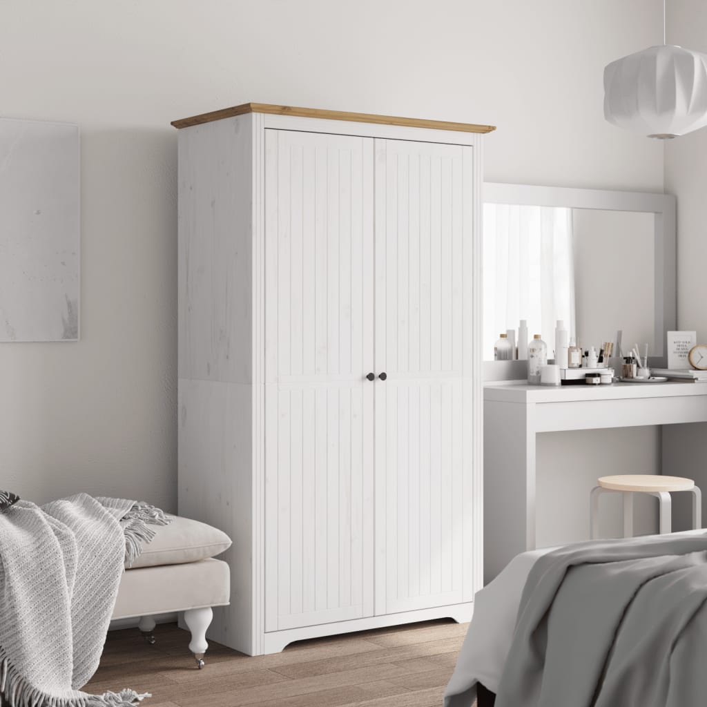 Wardrobe - BITA 2 Door Wardrobe White and Brown 99cm - The Home Maker