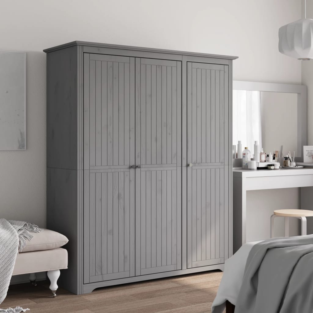 Wardrobe - BITA 3 Door Wardrobe Grey 151.5cm - Unbeatable Bargains