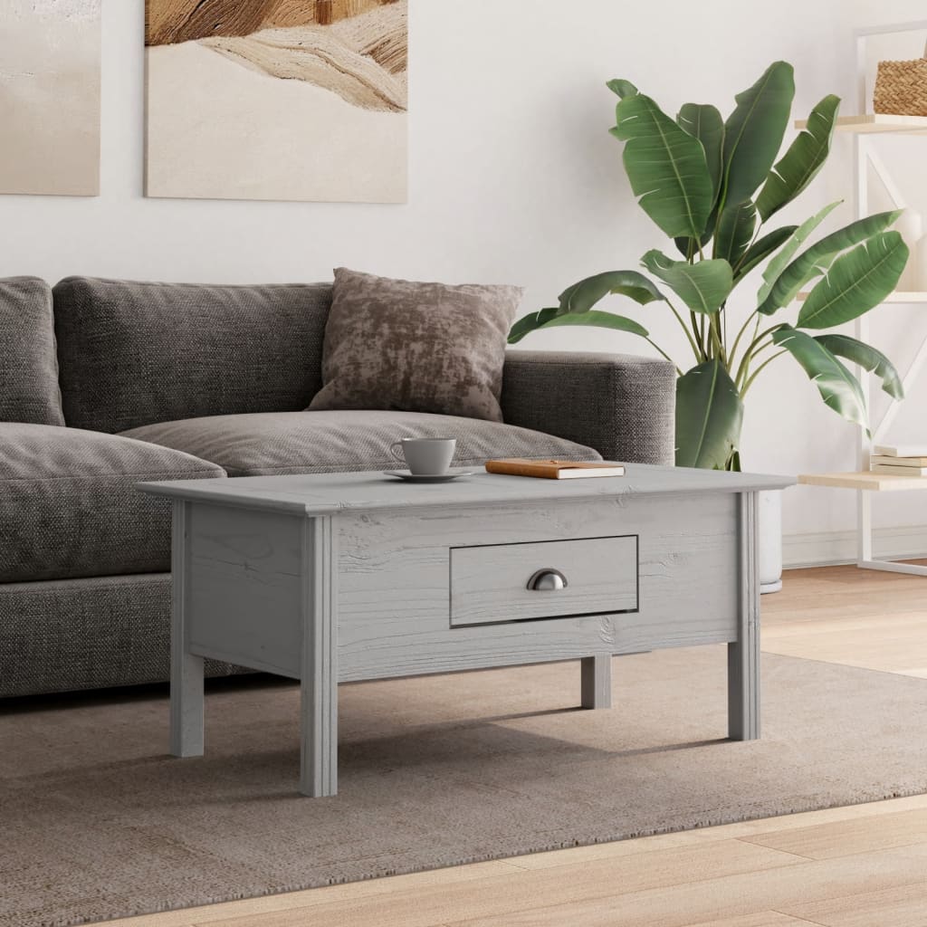 Coffee Table BODO Grey 100x55x45 cm Solid Wood Pine - Unbeatable Bargains