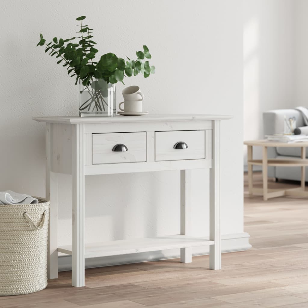 Console Table BODO White 90x34.5x73 cm Solid Wood Pine - Style and Chic