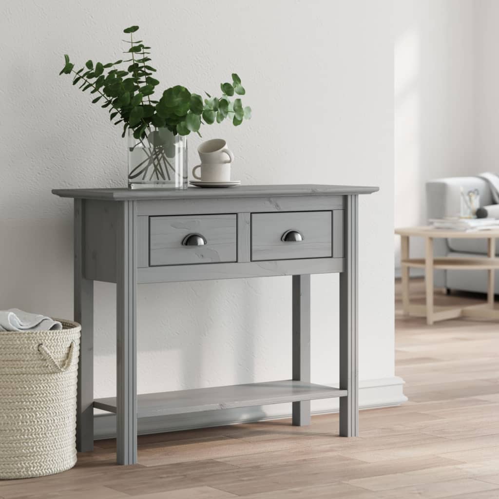 Console Table BODO Grey 90x34.5x73 cm Solid Wood Pine - R and M Furniture