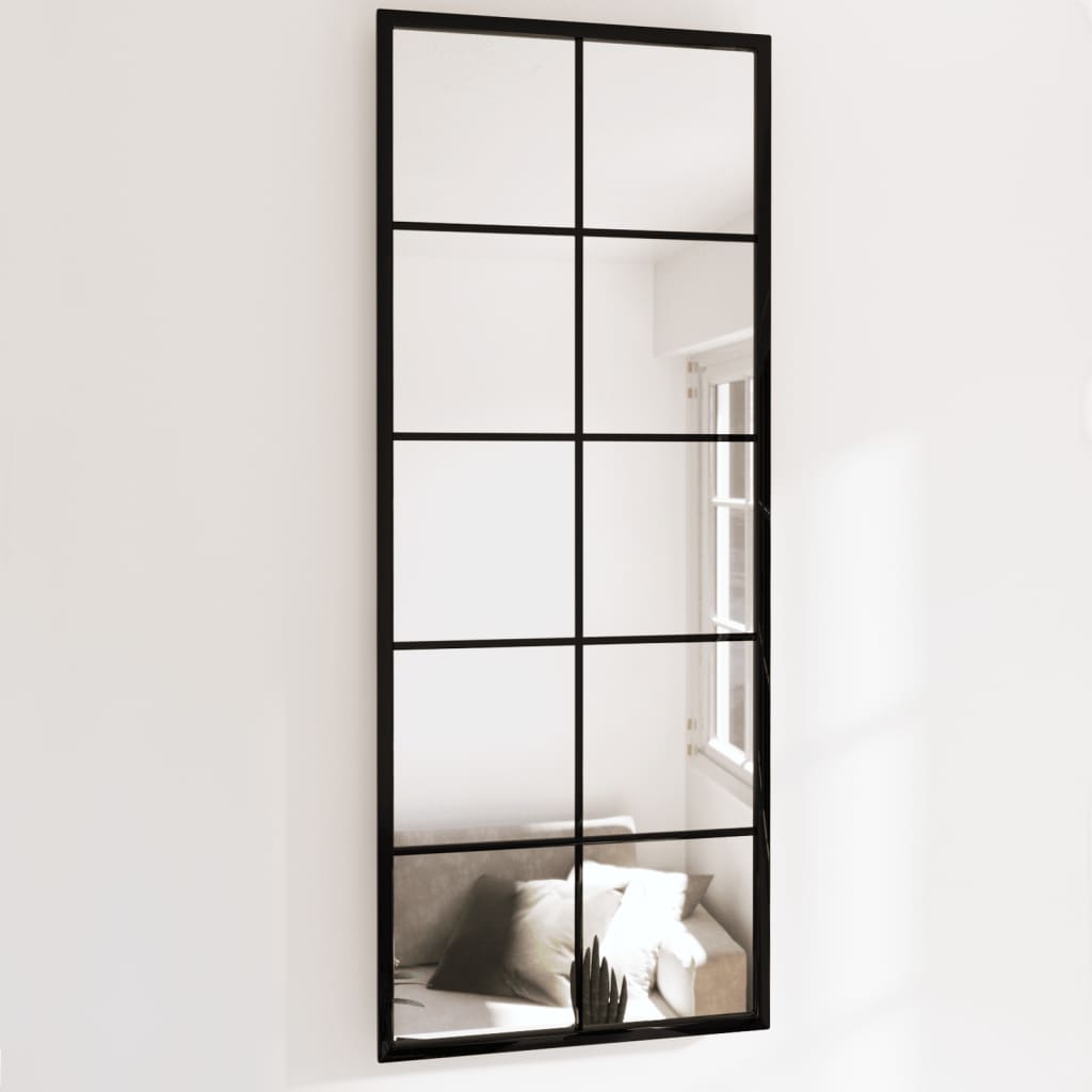 Wall Mirrors 2 Pcs Black 100x40cm Metal - The Home Maker