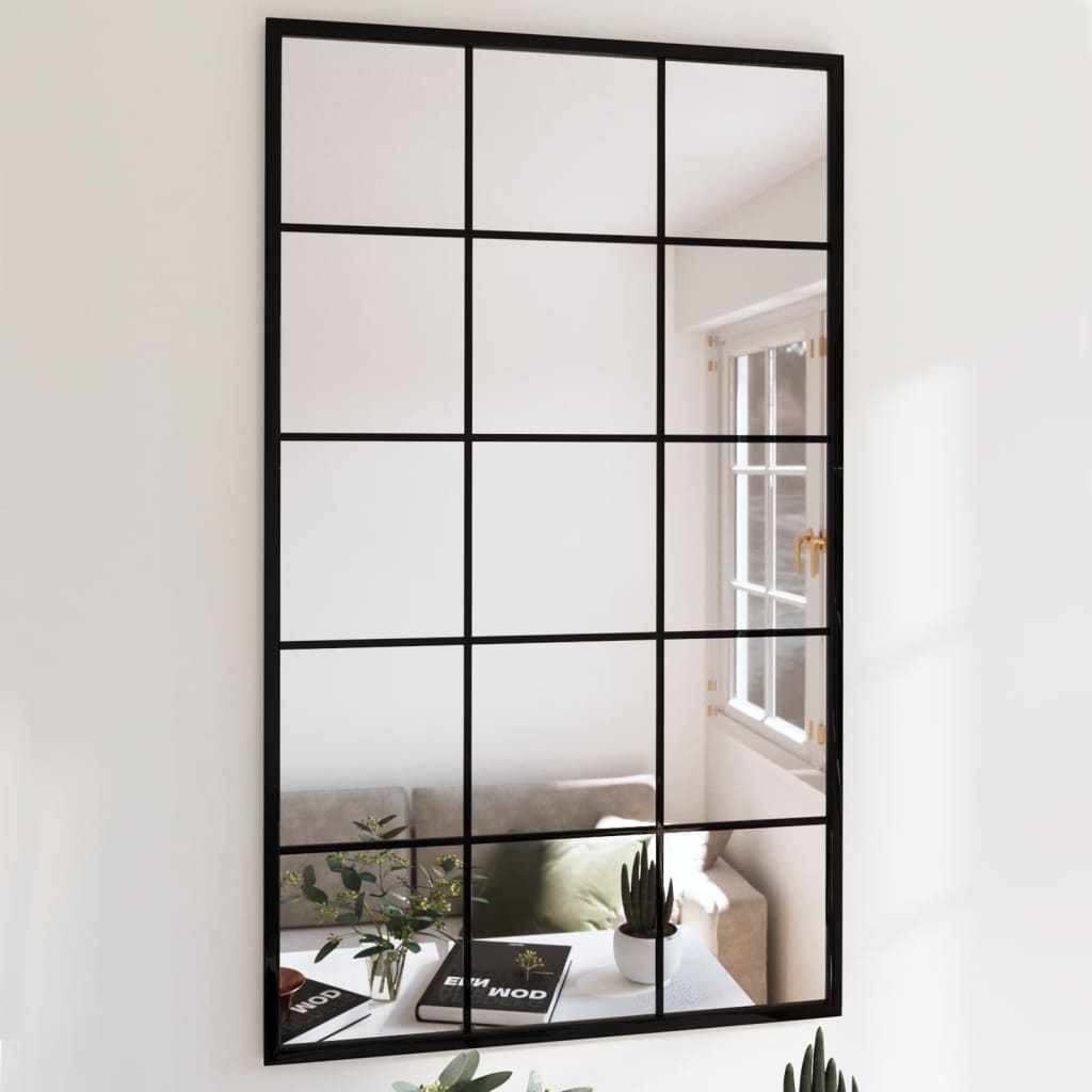 Wall Mirrors 2 Pcs Black 100x60cm Metal - Merkel Designers