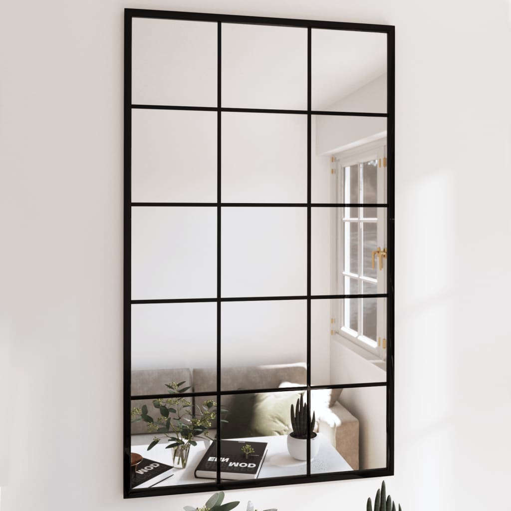 Wall Mirrors 3 Pcs Black 100x60cm Metal - The Home Maker