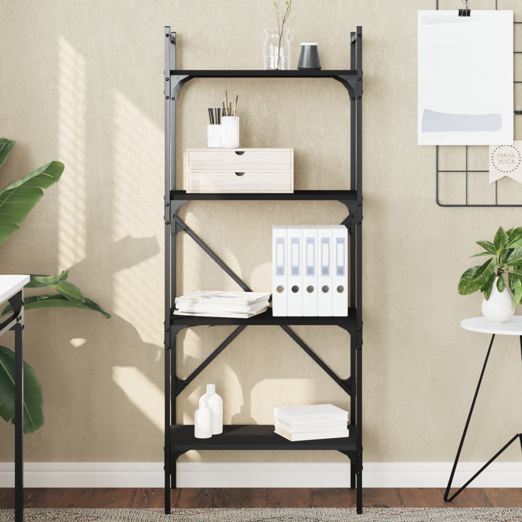 Bookcase 4-Tier Black 56x31.5x138.5 cm Engineered Wood - Millennium Furniture