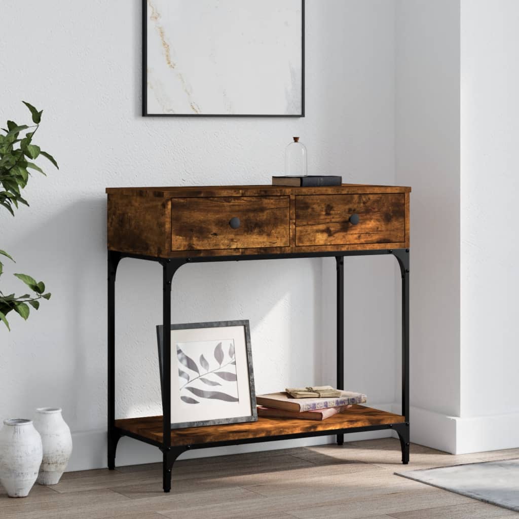 Console Table Smoked Oak 75x34.5x75 cm Engineered Wood - R and M Furniture