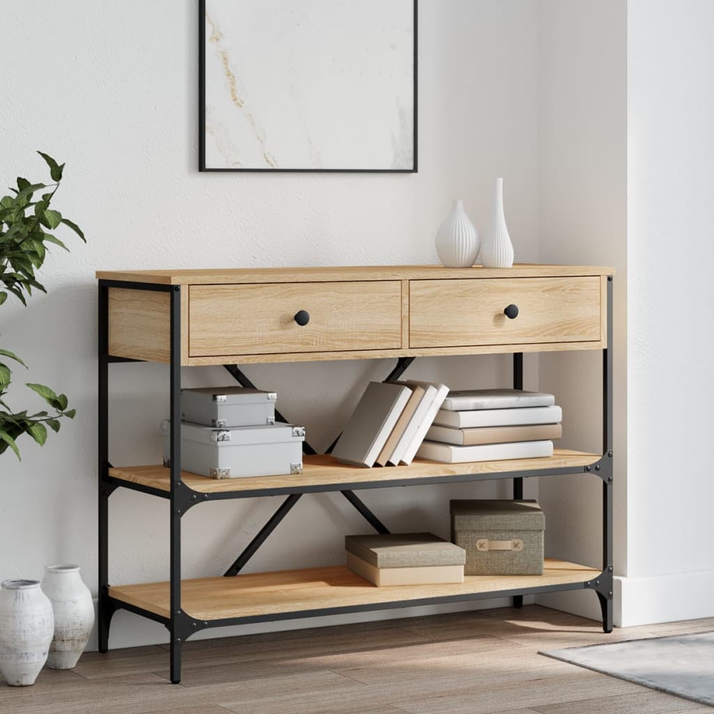 Console Table with Drawers and Shelves Sonoma Oak Engineered Wood - Decor Base
