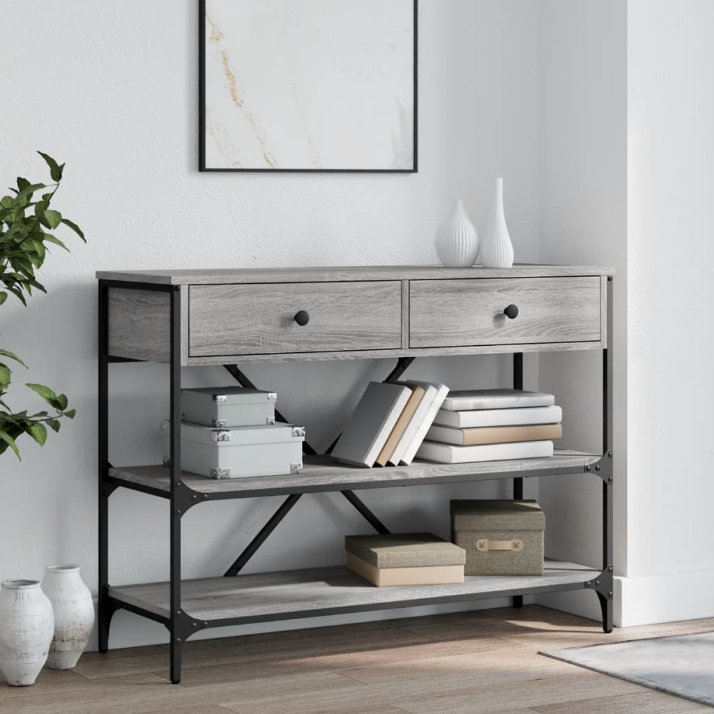Console Table with Drawers and Shelves Grey Sonoma Engineered Wood - Tyrell & Tyrell