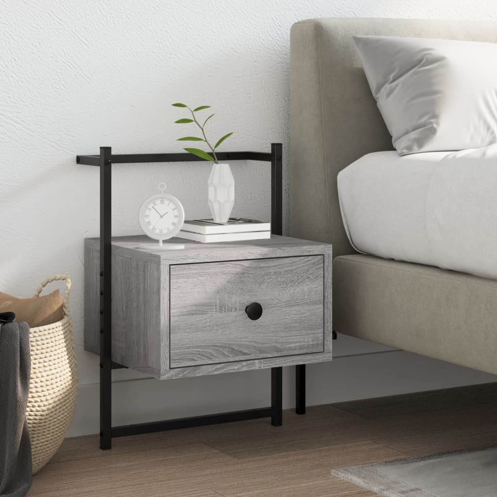 Bedside Table - GENOVA Nightstand Grey Sonoma 35cm - Millennium Furniture