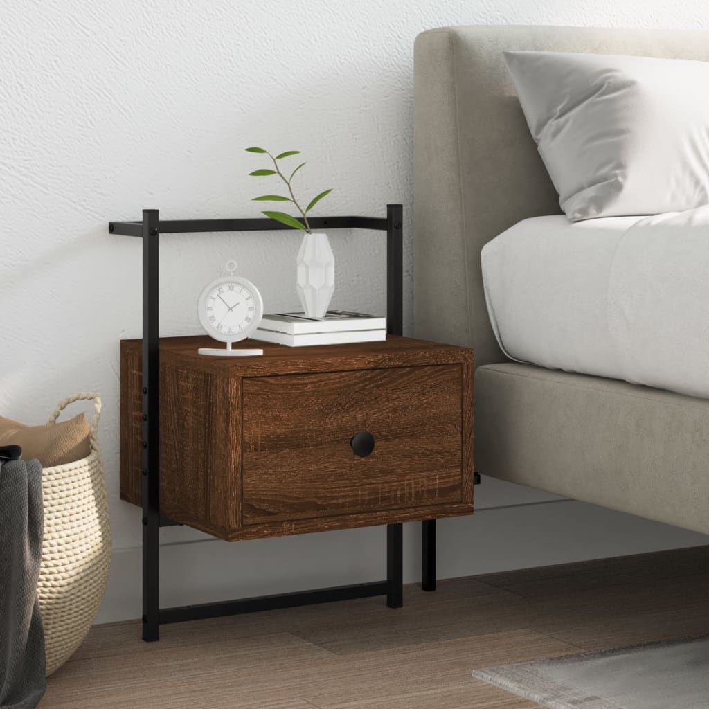 Bedside Table - GENOVA Nightstand Brown Oak 35cm - Unbeatable Bargains