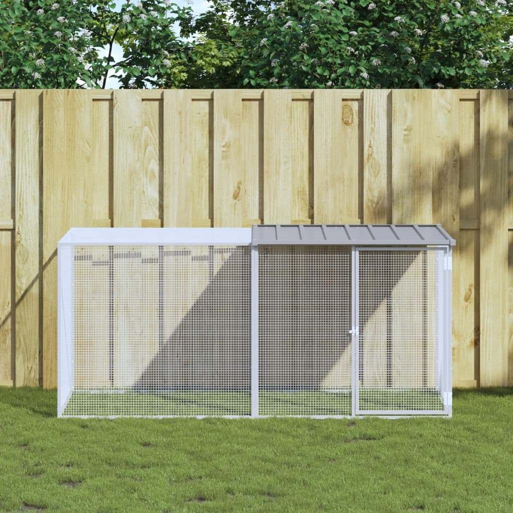 Chicken Cage with Roof Light Grey 203x98x90 cm Galvanised Steel - Style and Chic