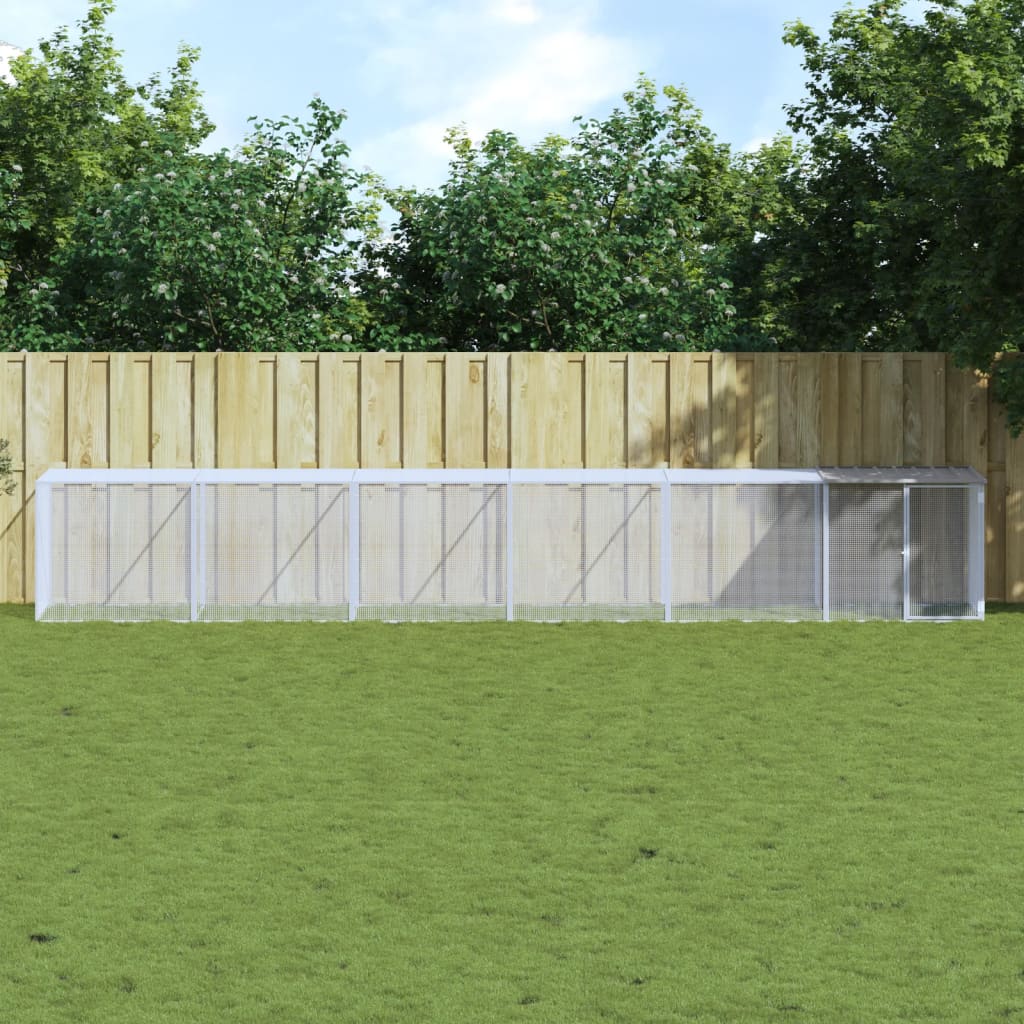 Chicken Cage with Roof Light Grey 603x98x90 cm Galvanised Steel - R and M Furniture