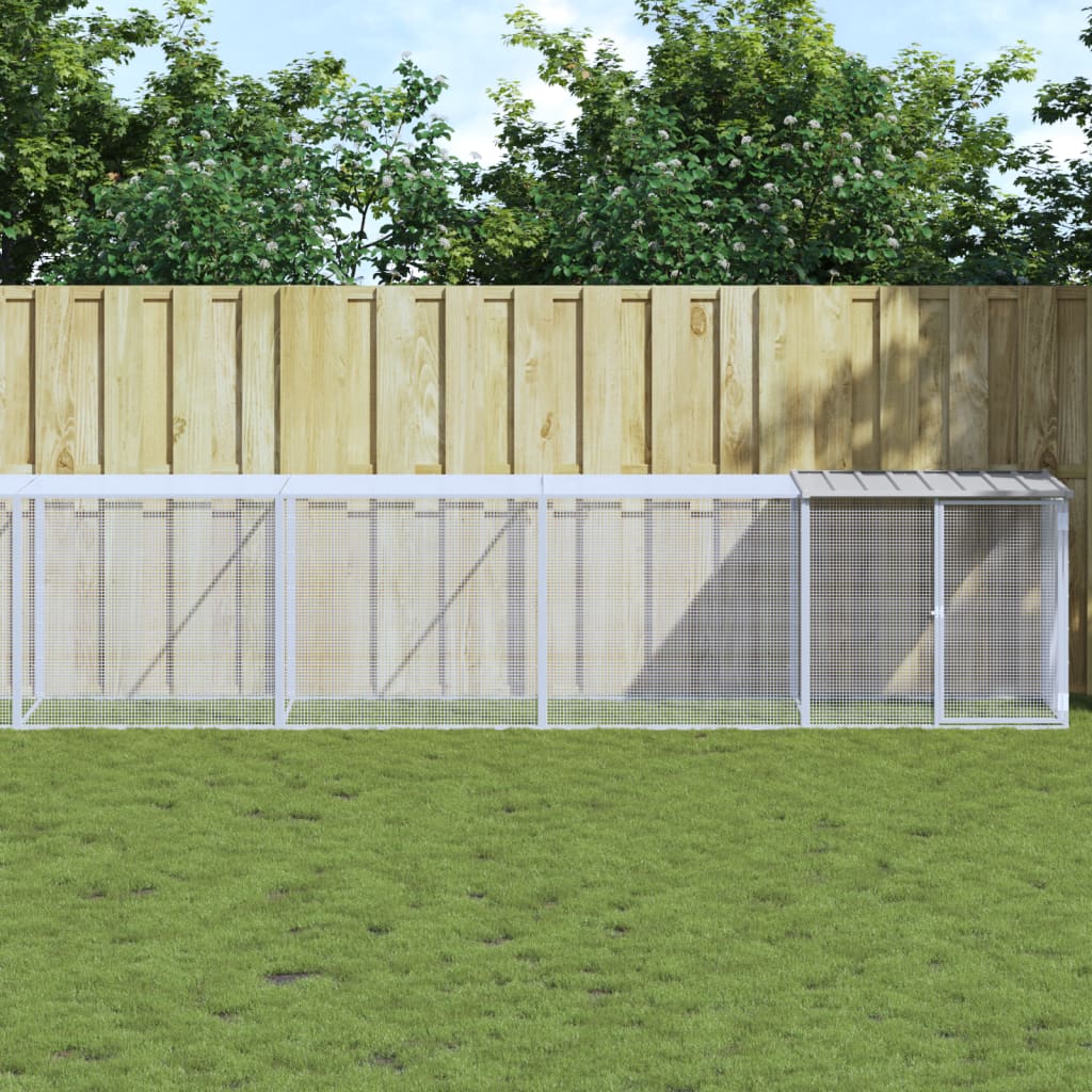 Chicken Cage with Roof Light Grey 803x98x90 cm Galvanised Steel - Unbeatable Bargains