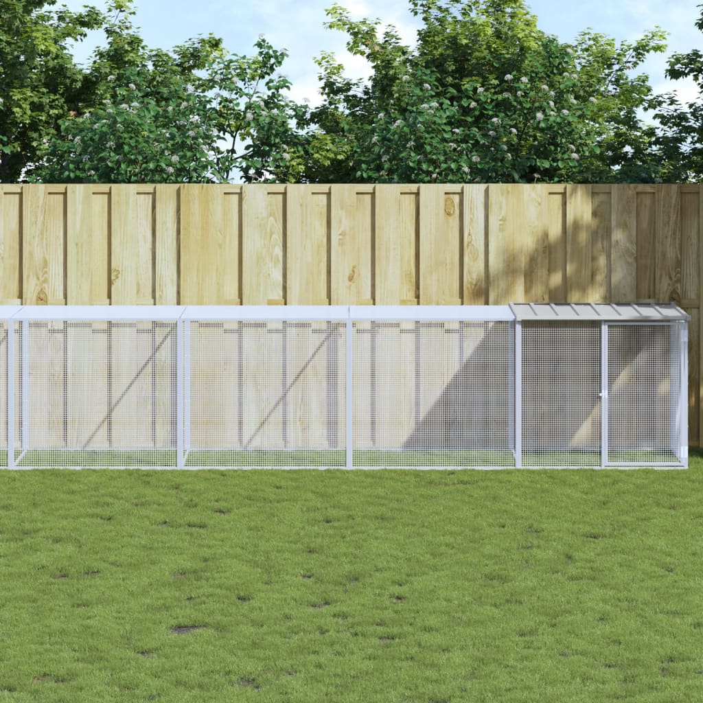 Chicken Cage with Roof Light Grey 1003x98x90 cm Galvanised Steel - The Home Maker