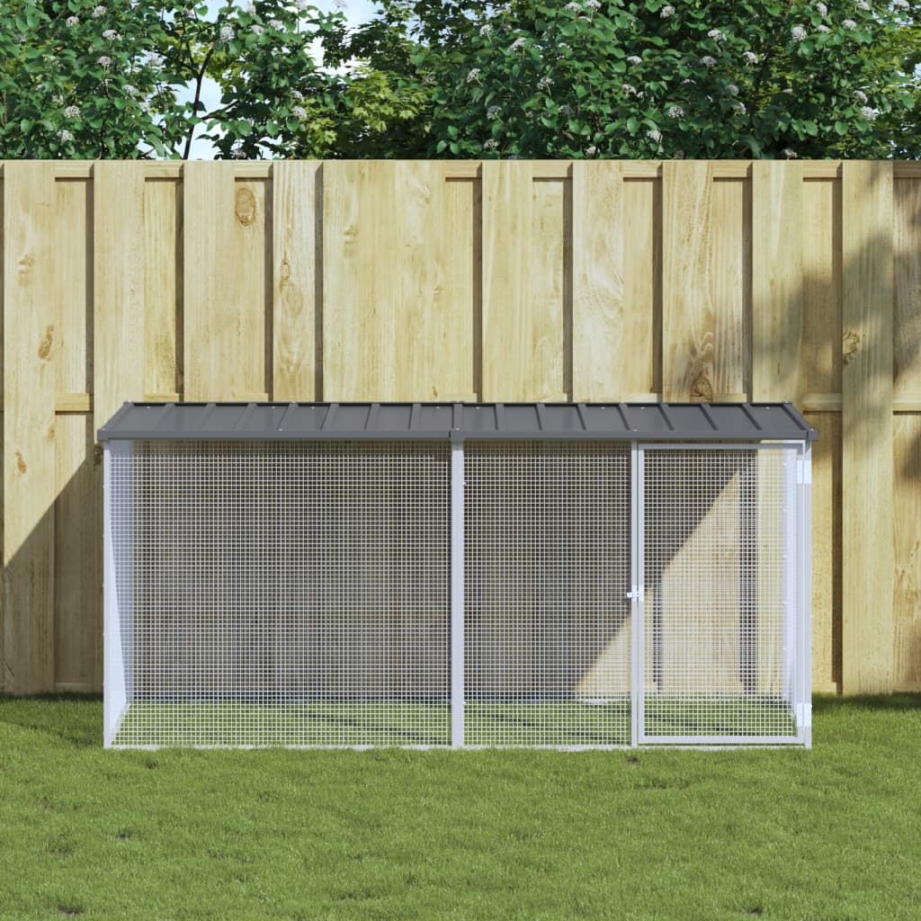 Chicken Cage with Roof Anthracite 203x98x90 cm Galvanised Steel - Merkel Designers