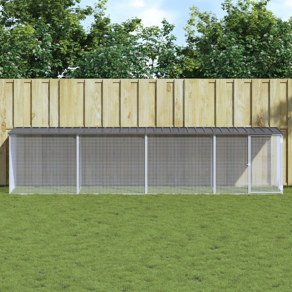 Chicken Cage with Roof Anthracite 403x98x90 cm Galvanised Steel - R and M Furniture
