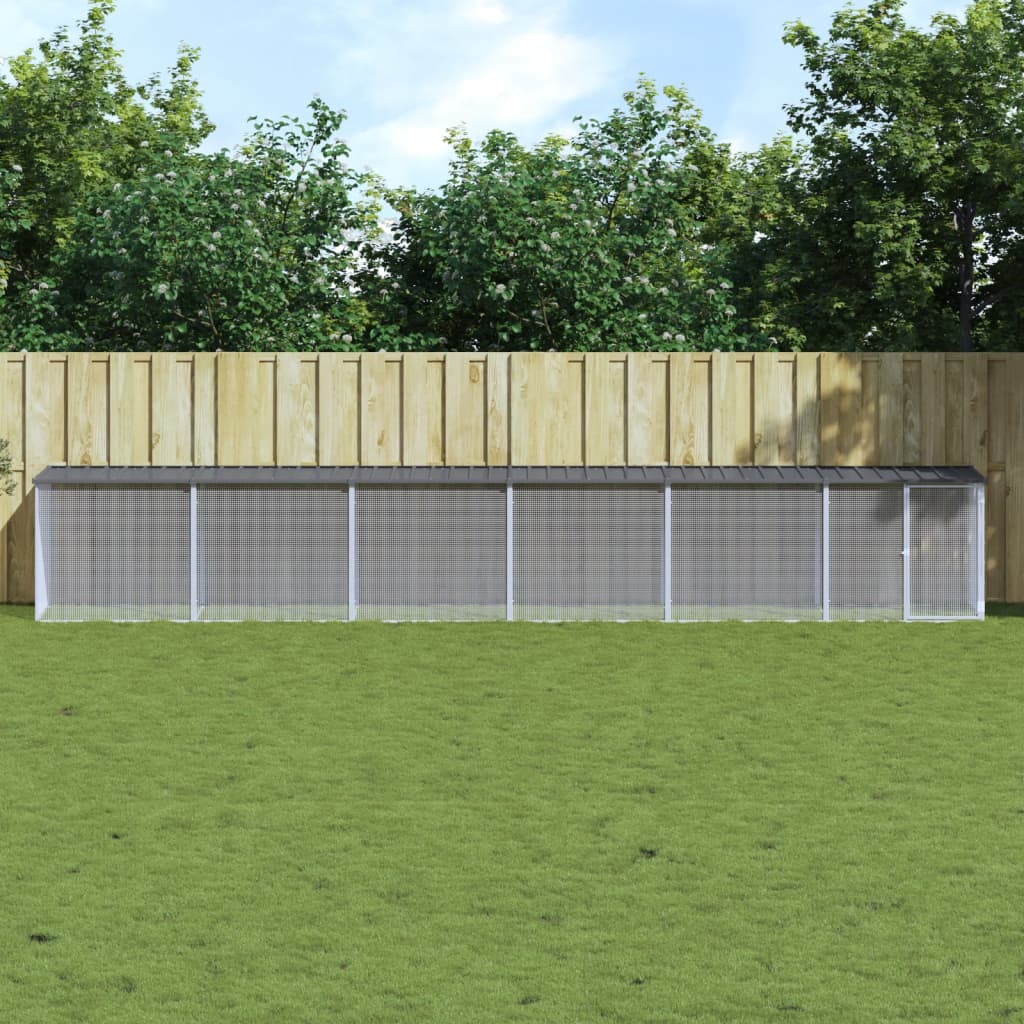 Chicken Cage with Roof Anthracite 603x98x90 cm Galvanised Steel - Millennium Furniture