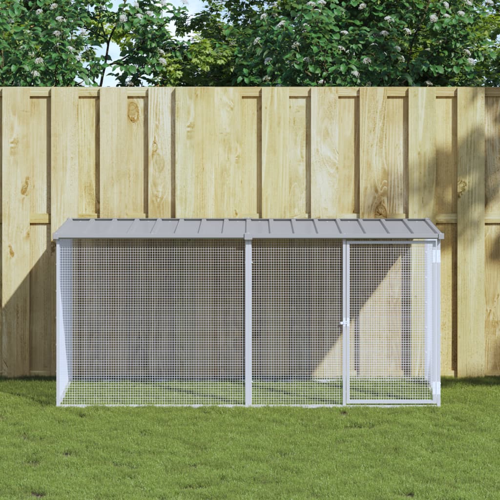 Chicken Cage with Roof Light Grey 203x98x90 cm Galvanised Steel - Merkel Designers