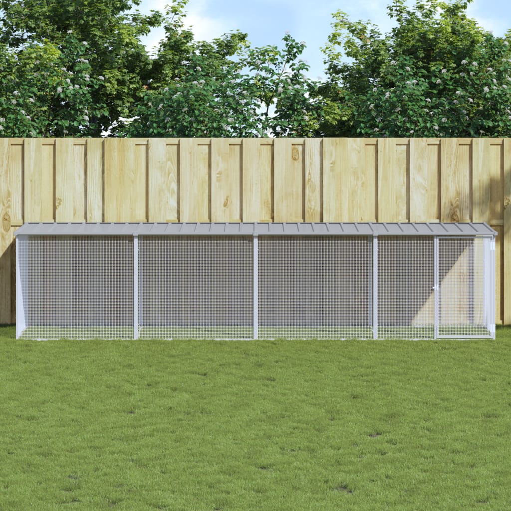 Chicken Cage with Roof Light Grey 403x98x90 cm Galvanised Steel - Tyrell & Tyrell
