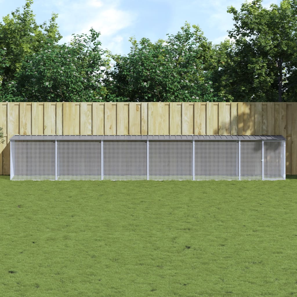 Chicken Cage with Roof Light Grey 603x98x90 cm Galvanised Steel - Merlin Deals