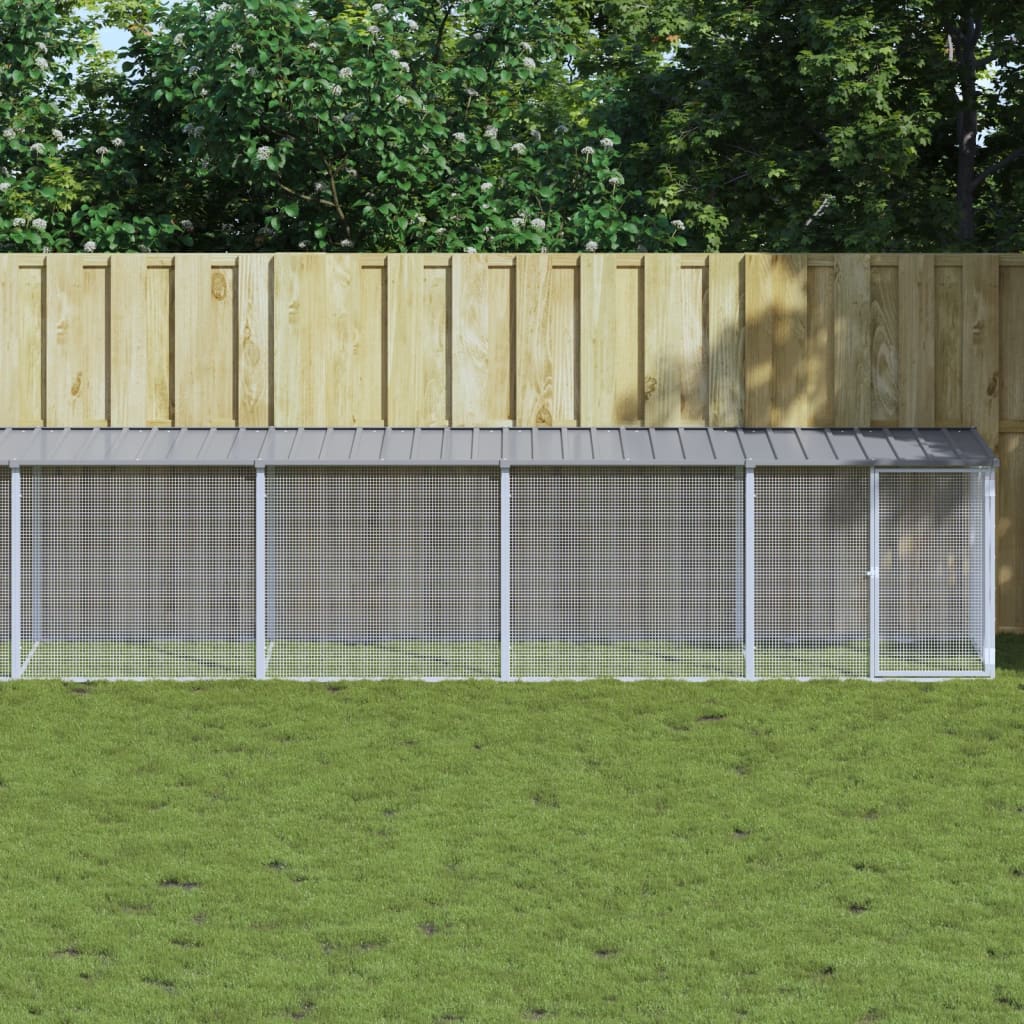 Chicken Cage with Roof Light Grey 803x98x90 cm Galvanised Steel - Tyrell & Tyrell