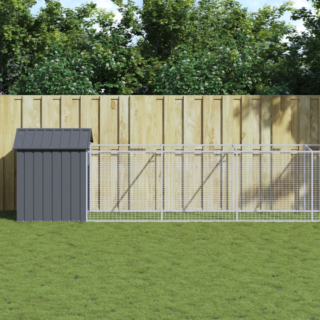Dog House with Roof Anthracite 117x813x123 cm Galvanised Steel - Merkel Designers
