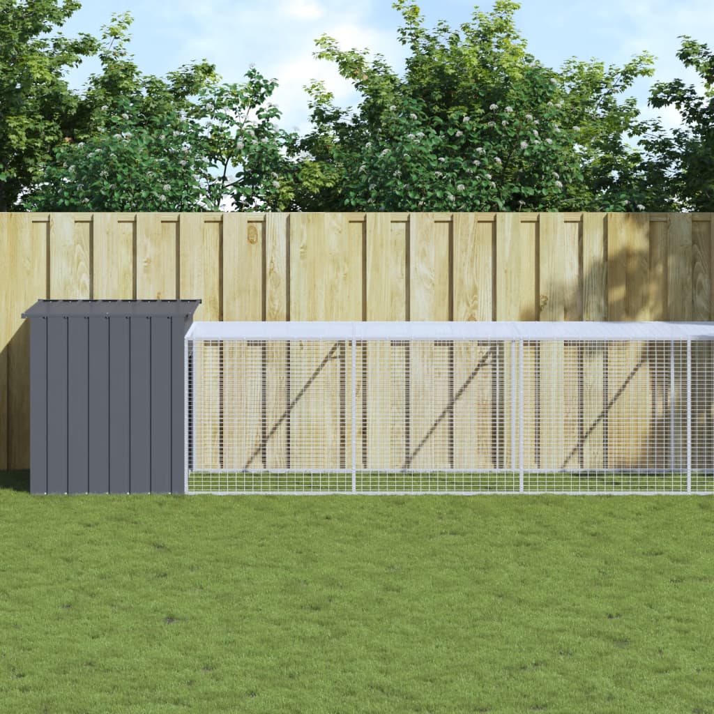 Chicken Cage with Run Anthracite 110x1221x110 cm Galvanised Steel - Unbeatable Bargains