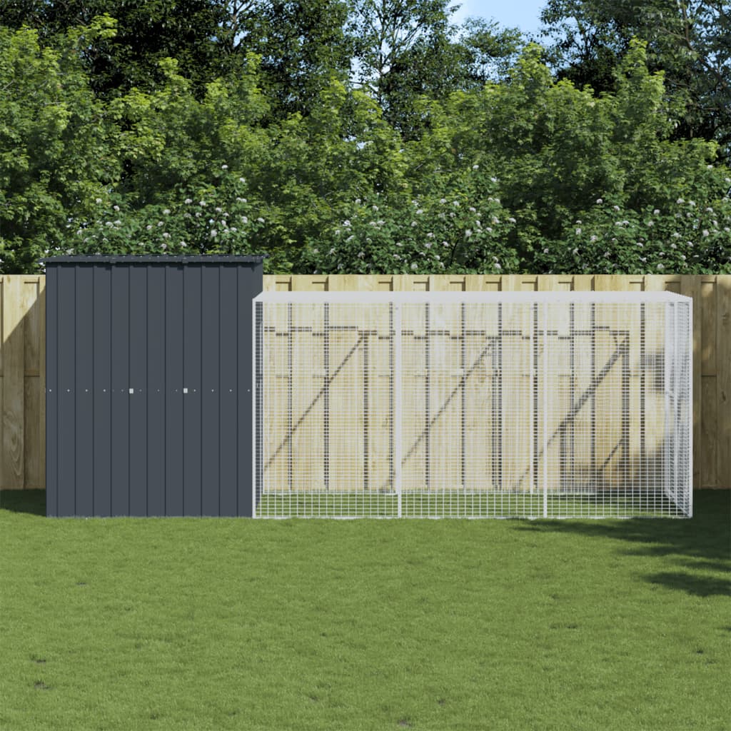 Chicken Cage with Run Anthracite 165x455x181 cm Galvanised Steel - Direct Imports
