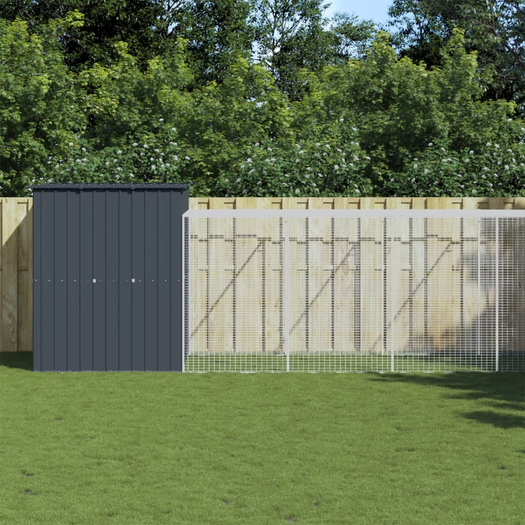 Chicken Cage with Run Anthracite 165x863x181 cm Galvanised Steel - Merlin Deals